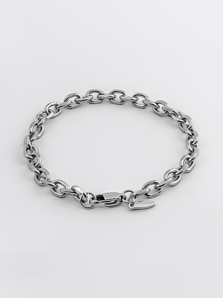 6 mm | Silberfarbenes Gliederarmband aus Edelstahl