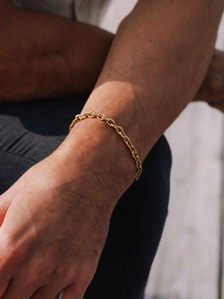 6 mm | Vergoldetes Gliederarmband aus Edelstahl