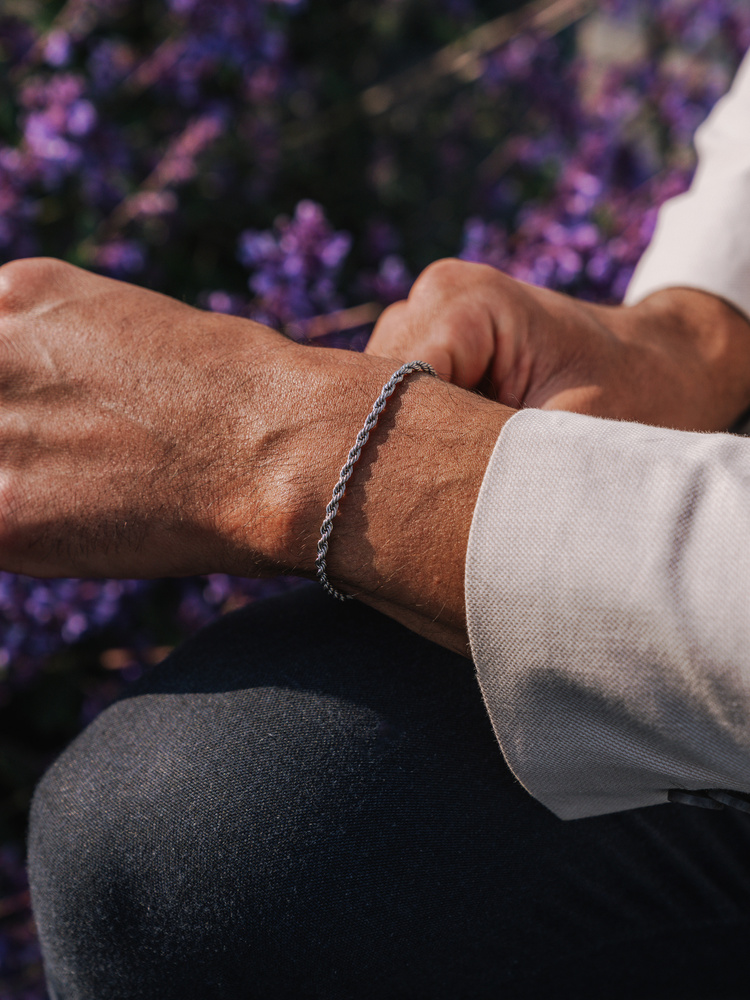 3 mm | Silberfarbenes Gliederarmband aus Edelstahl