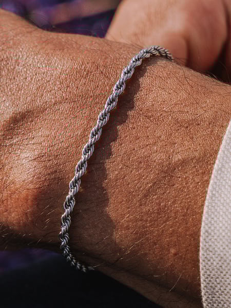 3 mm | Silberfarbenes Gliederarmband aus Edelstahl