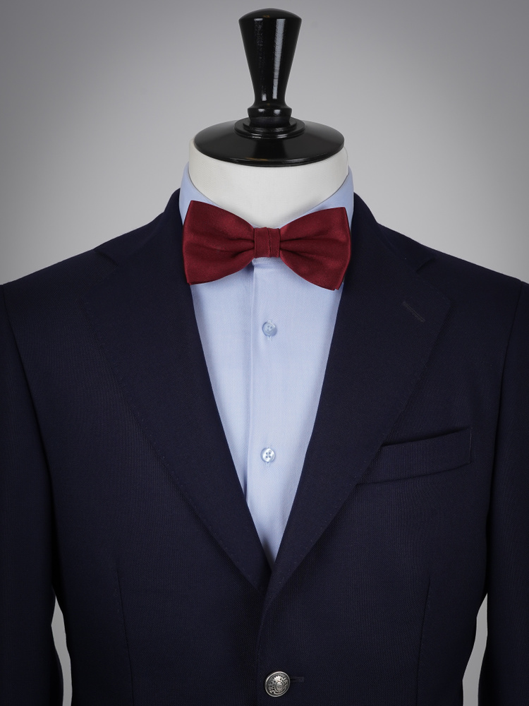 Shiny Burgundy Wine Men’s Pre-Tied Bow Tie & Hankie Set – Formal Wedding Accessory