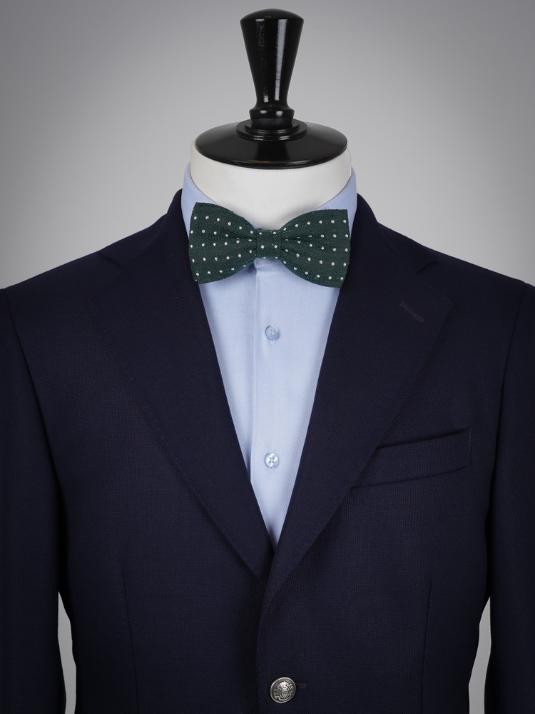 Dark green dotted shantung bow tie