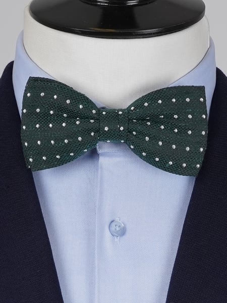 Dark green dotted shantung bow tie