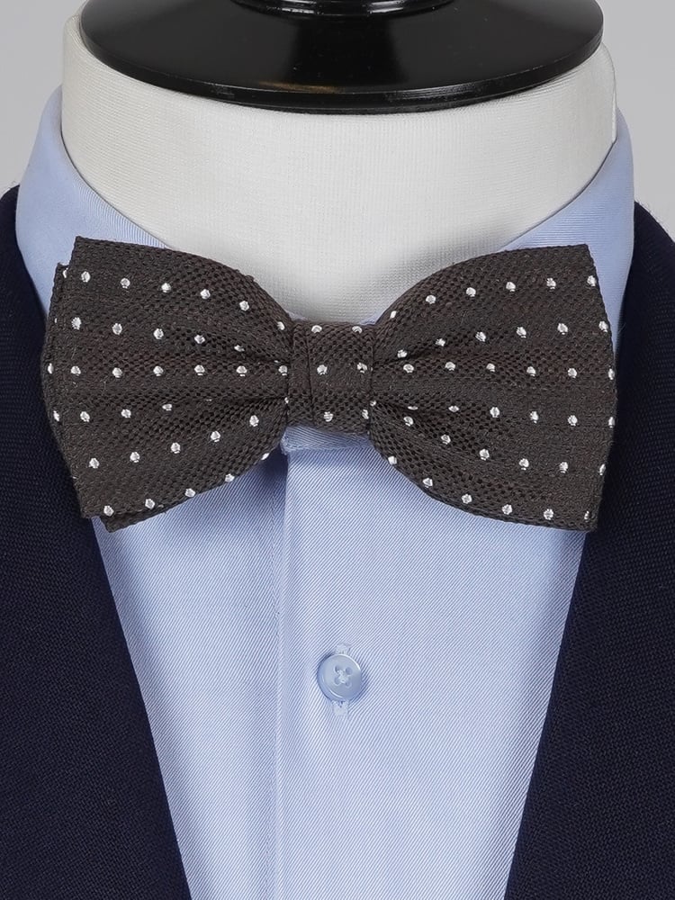 Dark brown dotted shantung bow tie