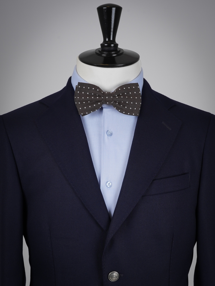Dark brown dotted shantung bow tie