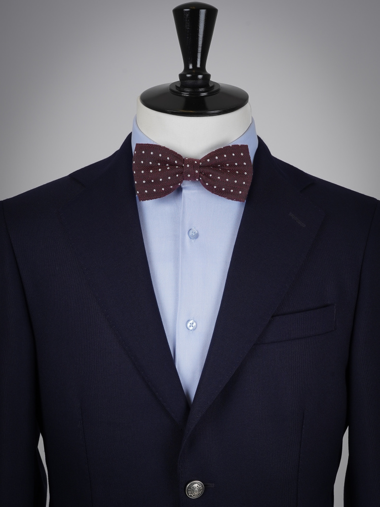 Burgundy dotted shantung bow tie