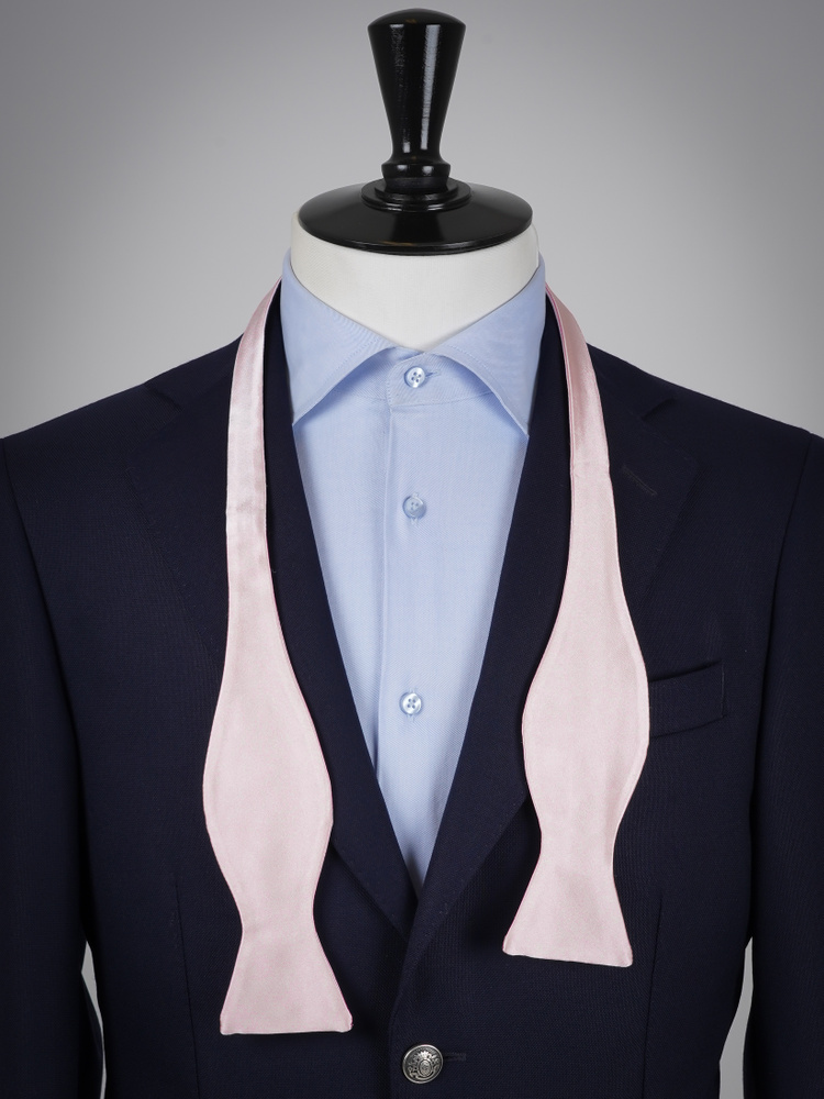 Very light pink self-tie bow tie
