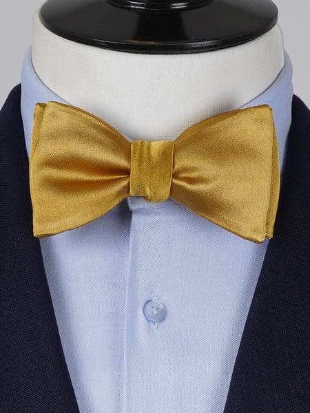 Gold self-tie bow tie