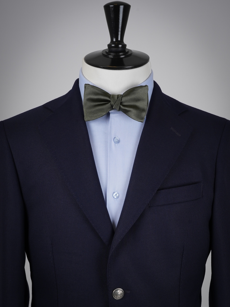 Dark olive green self-tie bow tie