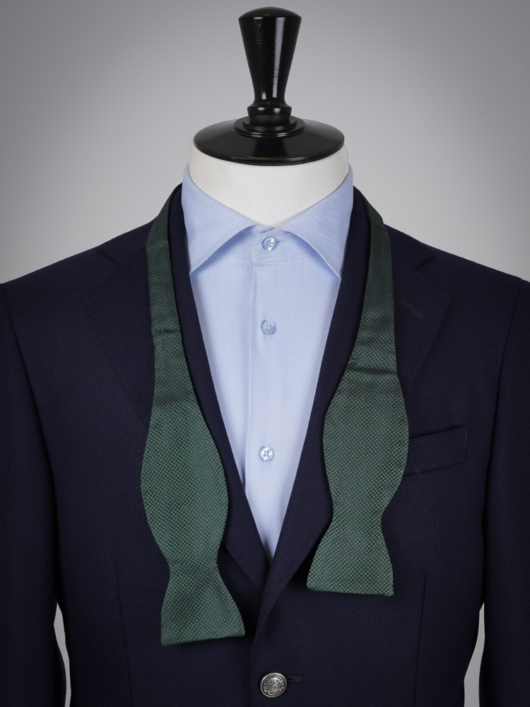 Dark green grenadine self-tie bow tie