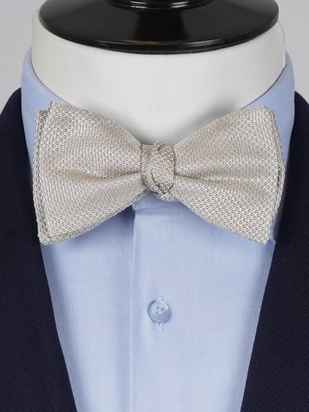 Beige grenadine self-tie bow tie
