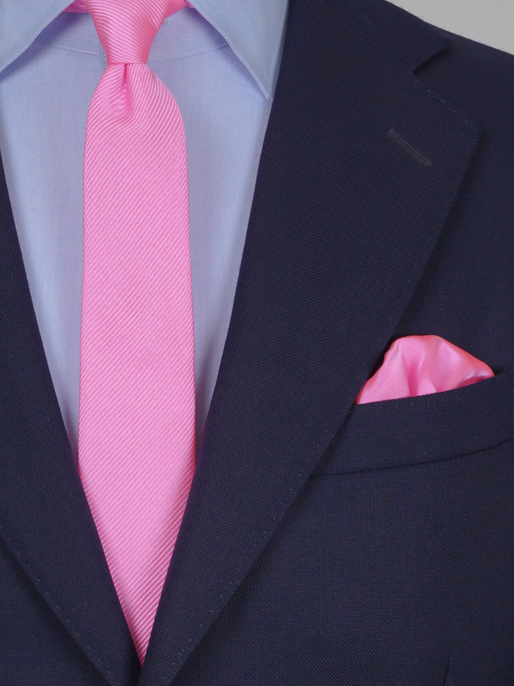 Skinny pink tie & hanky
