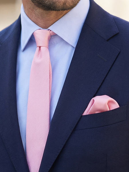 Skinny light pink tie & hanky
