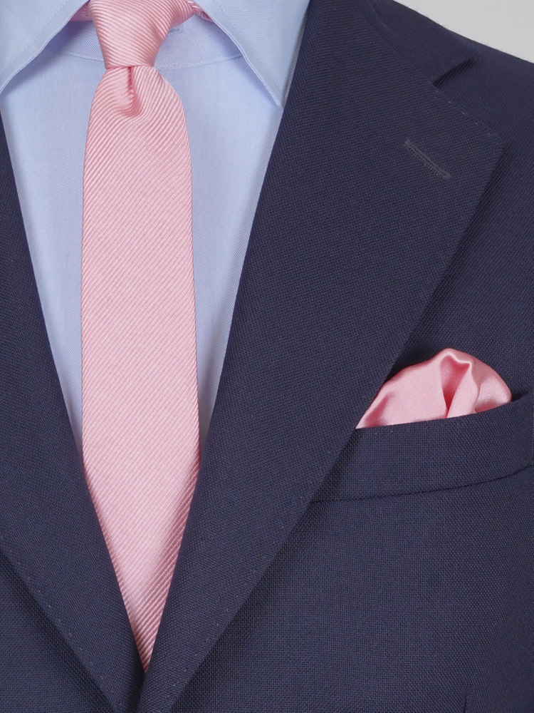 Skinny light pink tie & hanky