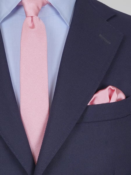 Skinny light pink tie & hanky