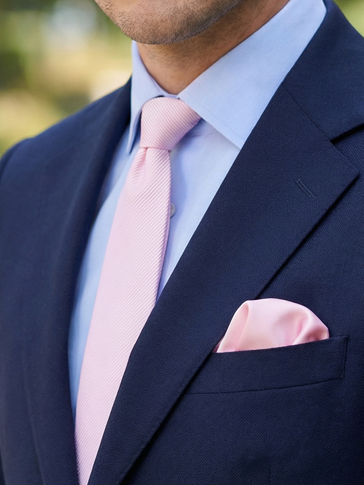Skinny very light pink tie & hanky