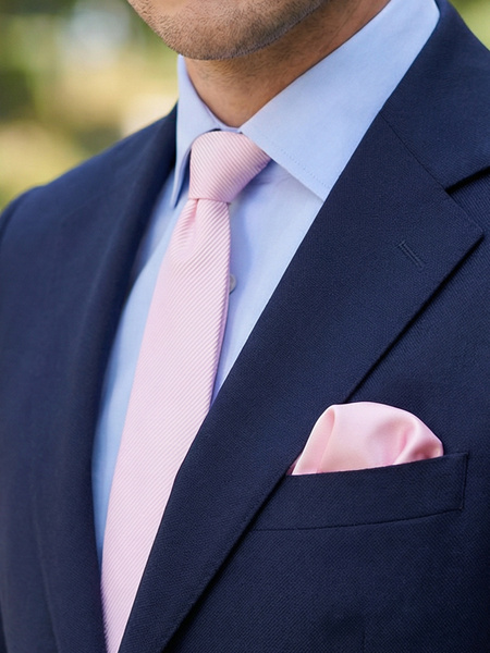 Skinny very light pink tie & hanky