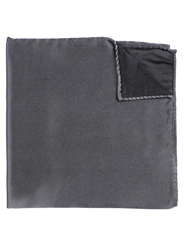 Cravate gris foncé étroite avec pochette de costume