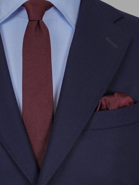 Skinny dark burgundy tie & hanky