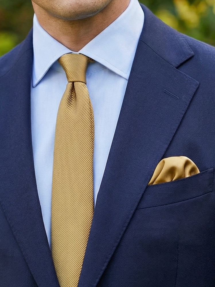 Arany szűk nyakkendő & díszzsebkendő