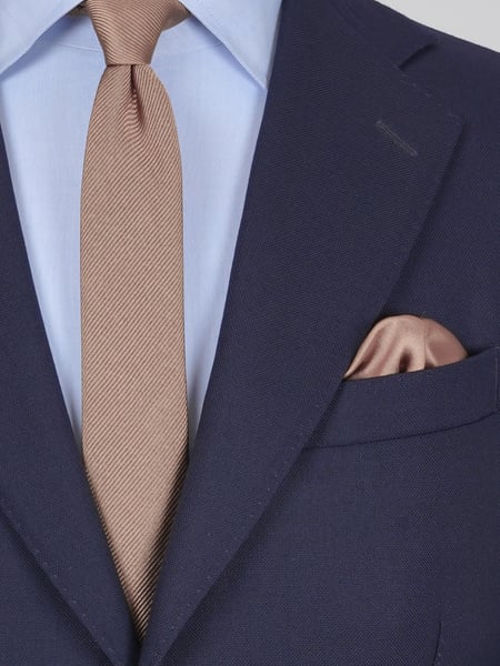 Skinny khaki brown tie & hanky