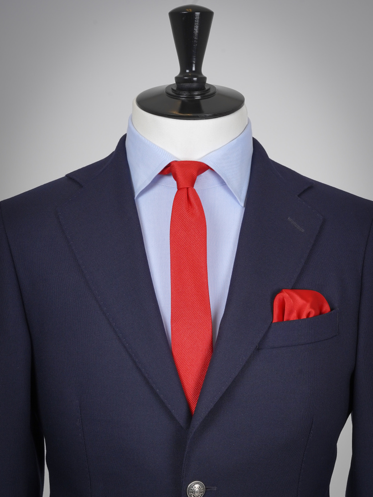 Skinny dark coral tie & hanky