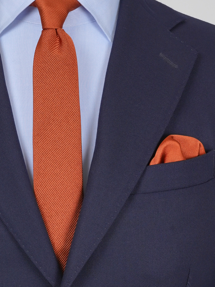 Skinny copper orange tie & hanky
