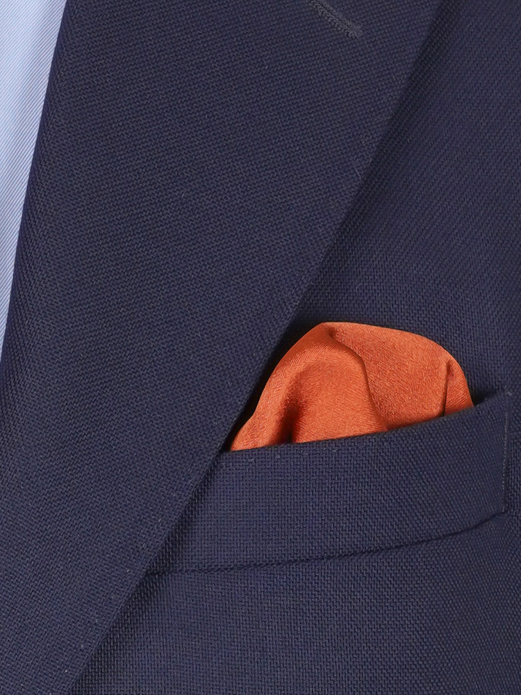 Cravatta arancione ruggine stretta & pochette da taschino
