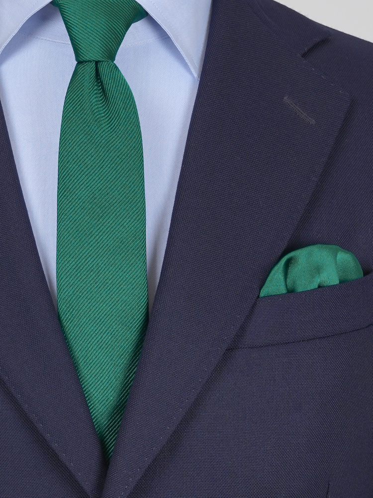 Skinny dark emerald green tie & hanky