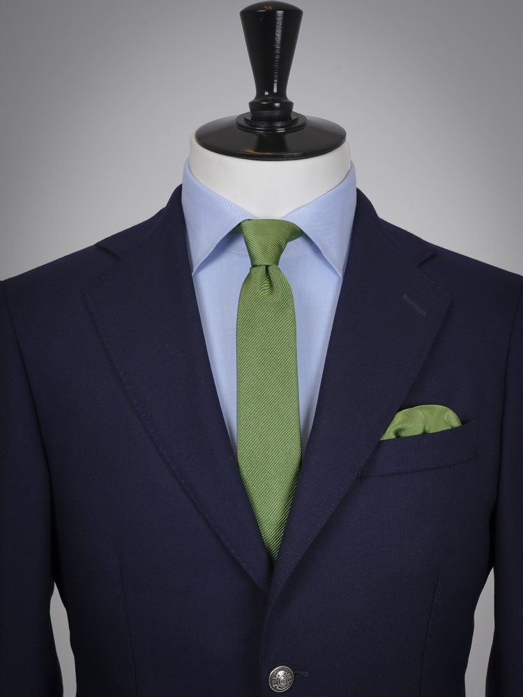 Skinny light olive green tie & hanky