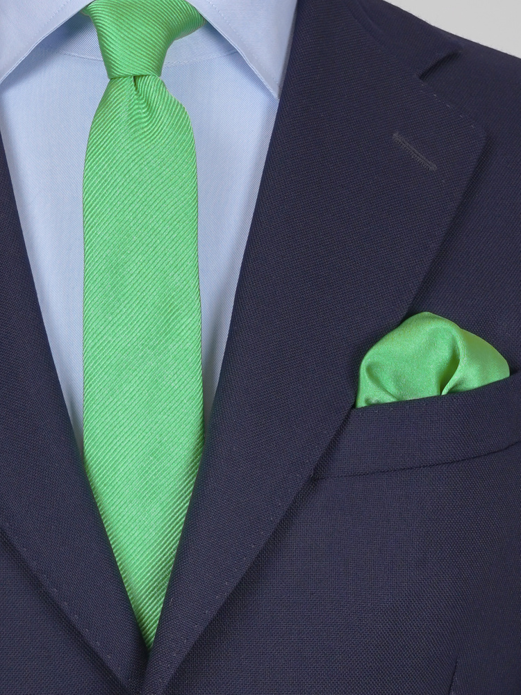 Skinny light green tie & hanky