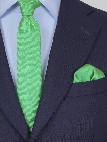 Skinny light green tie & hanky