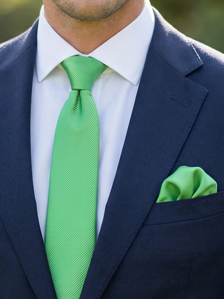Lys grøn smal slips & lommeklud