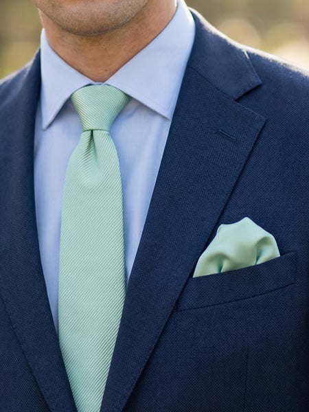 Mintgrøn smal slips & lommeklud