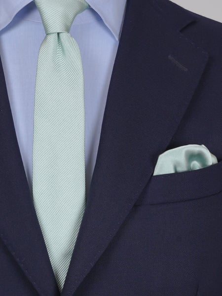 Skinny mint green tie & hanky
