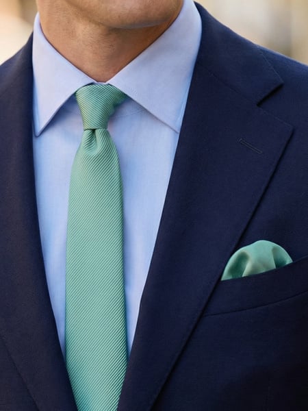 Mørk mintgrøn smal slips & lommeklud