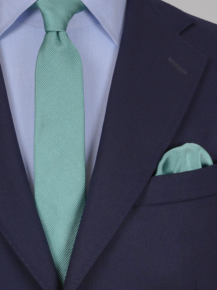 Skinny dark mint green tie & hanky