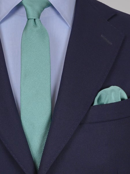 Skinny dark mint green tie & hanky