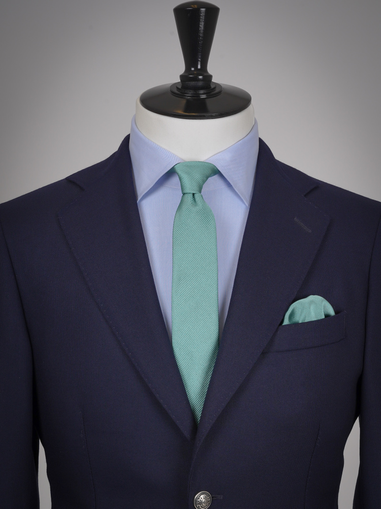 Skinny dark mint green tie & hanky