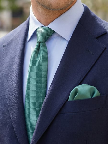 Mørk petrol smal slips & lommeklud