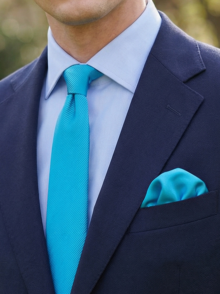 Skinny turquoise tie & hanky