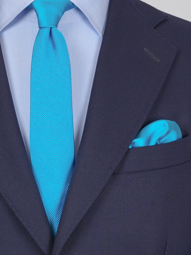 Skinny turquoise tie & hanky