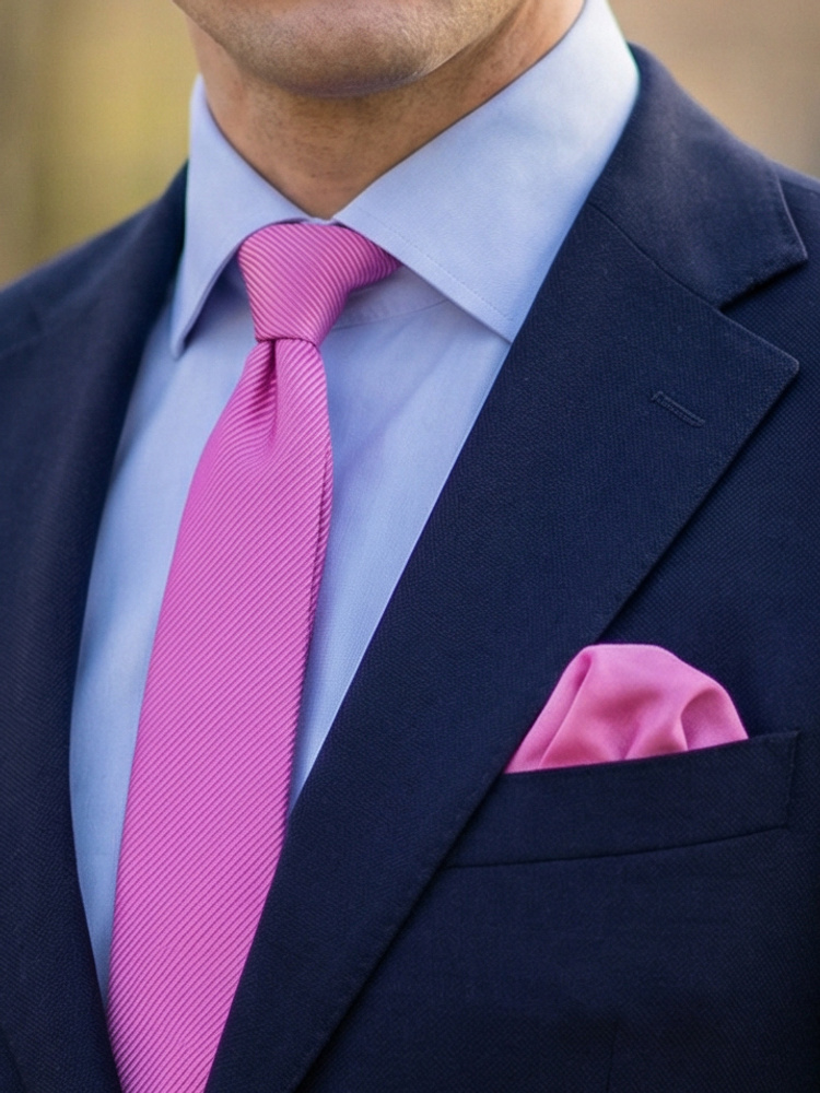 Skinny fuchsia tie & hanky