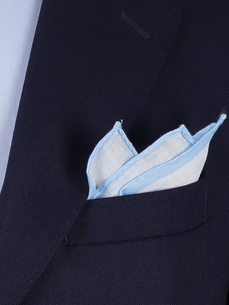Pochette de costume blanche Lino | Bleu clair