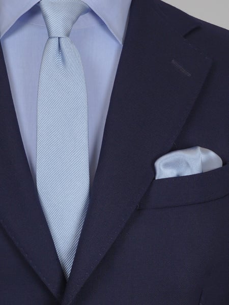 Skinny very light blue tie & hanky
