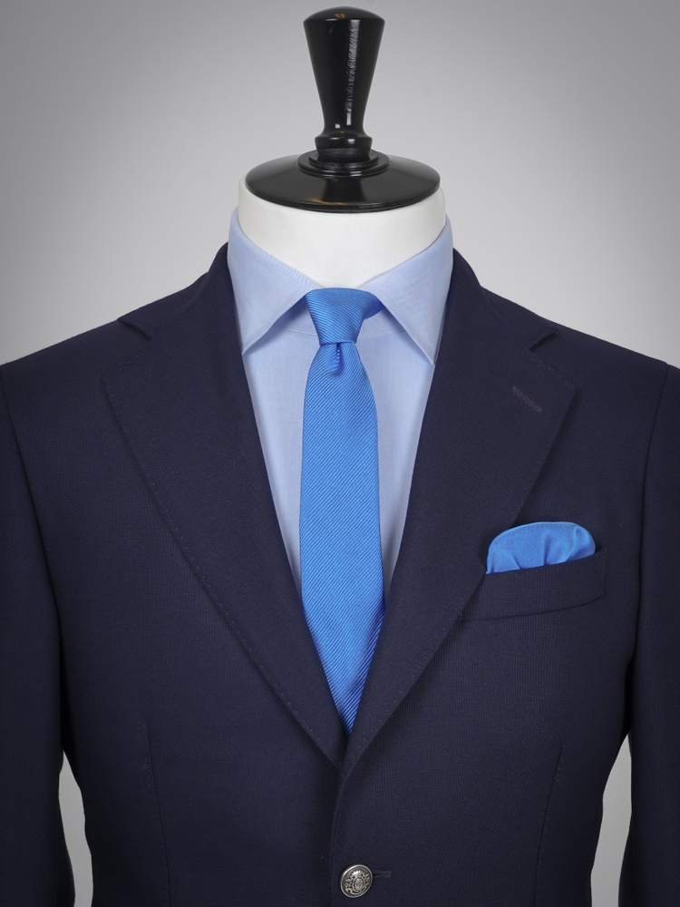 Skinny ocean blue tie & hanky