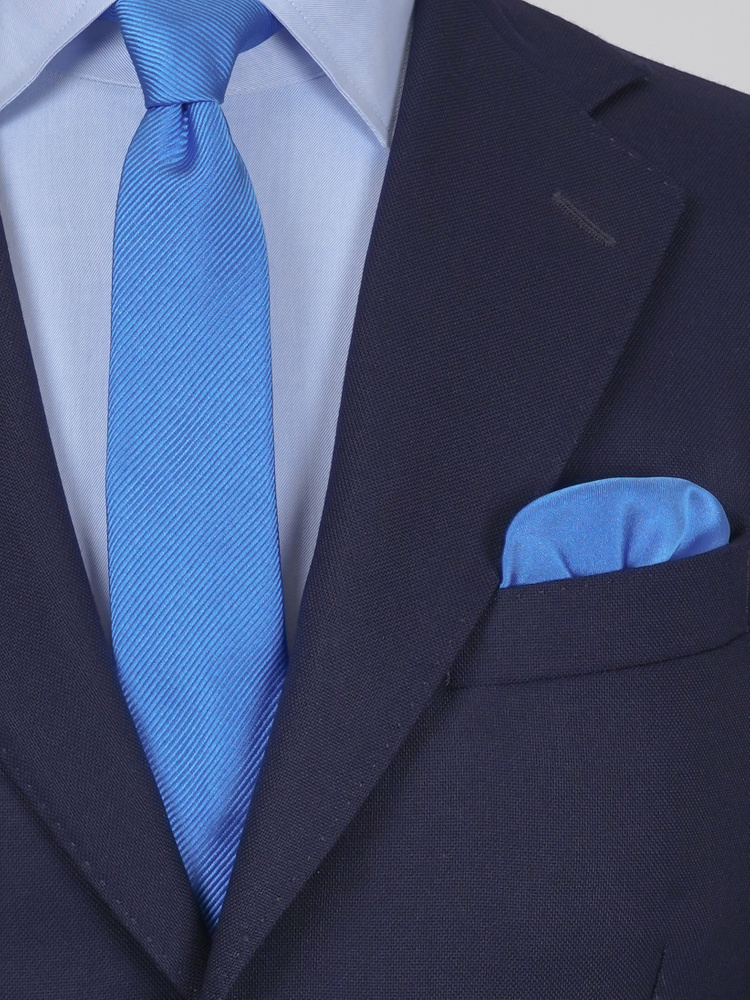 Skinny ocean blue tie & hanky
