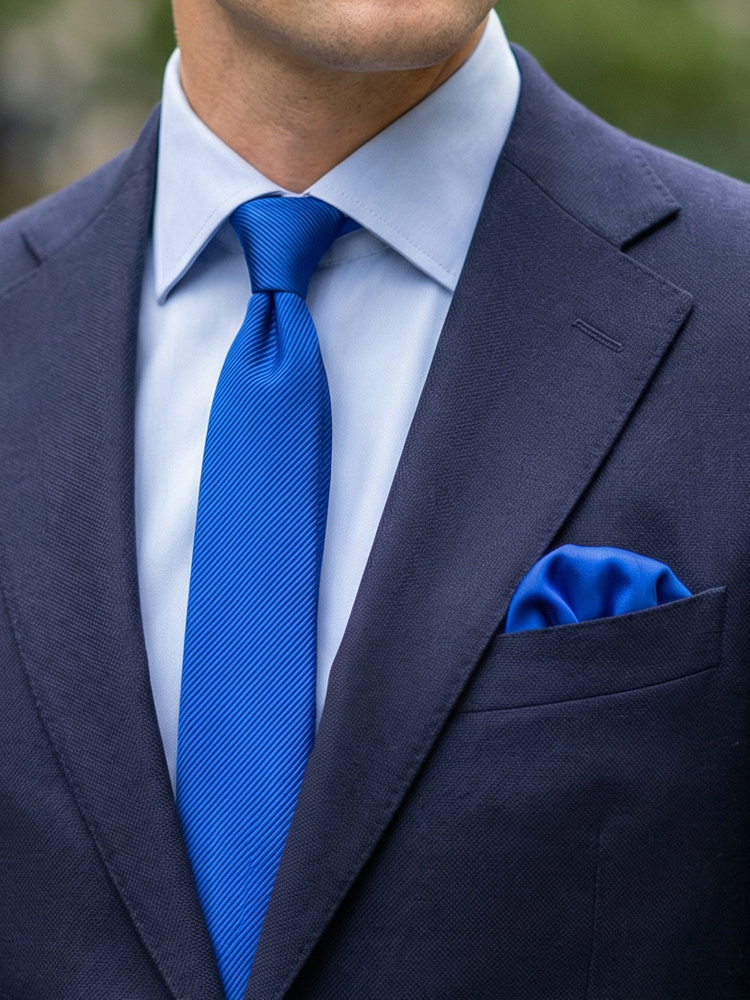 Skinny blue tie & hanky