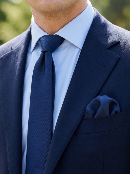 Éjfélkék szűk nyakkendő & díszzsebkendő