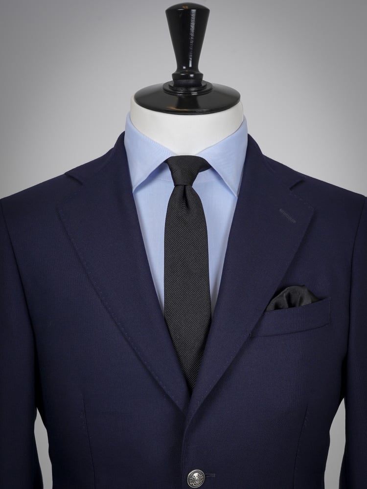 Skinny black tie & hanky